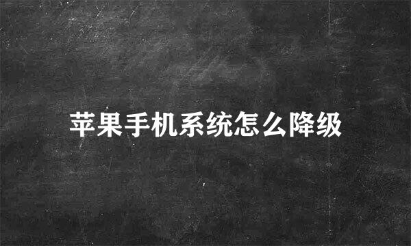苹果手机系统怎么降级