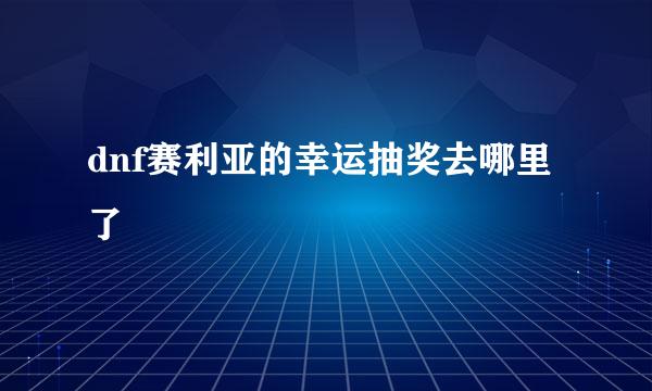 dnf赛利亚的幸运抽奖去哪里了