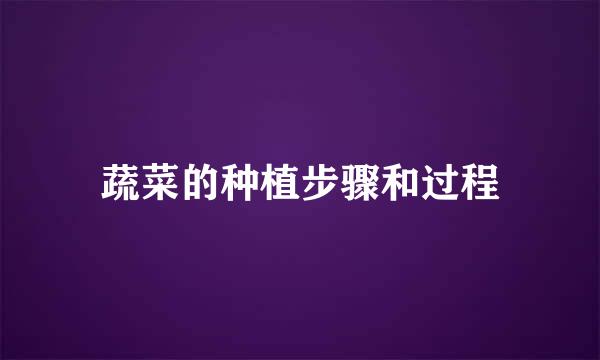 蔬菜的种植步骤和过程