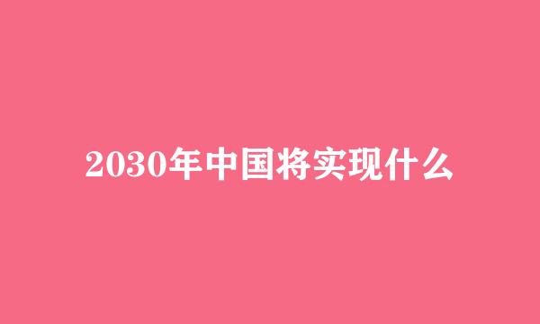 2030年中国将实现什么