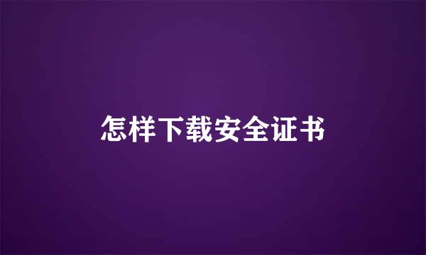 怎样下载安全证书