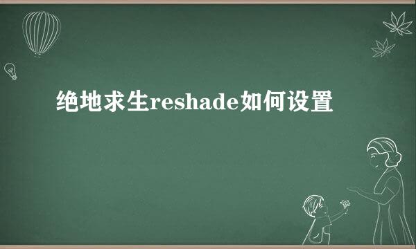 绝地求生reshade如何设置