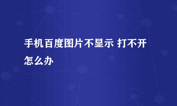 手机百度图片不显示 打不开怎么办