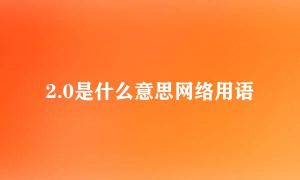 2.0是什么意思网络用语