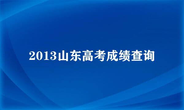 2013山东高考成绩查询