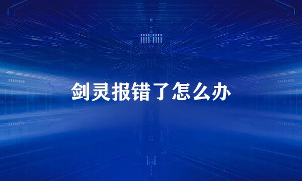 剑灵报错了怎么办