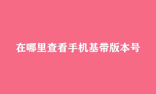 在哪里查看手机基带版本号