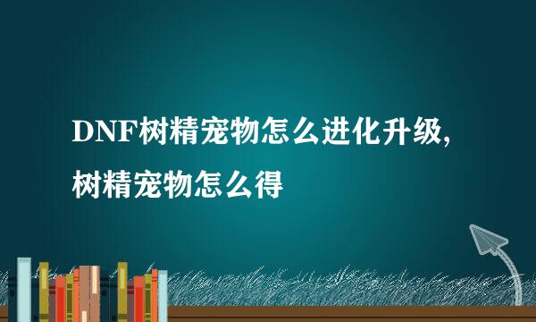 DNF树精宠物怎么进化升级,树精宠物怎么得
