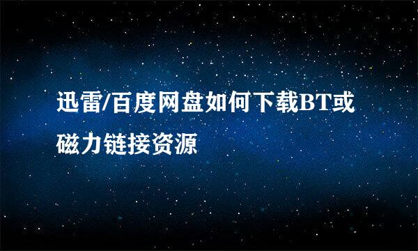 迅雷/百度网盘如何下载BT或磁力链接资源