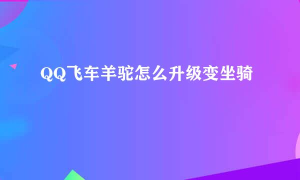 QQ飞车羊驼怎么升级变坐骑