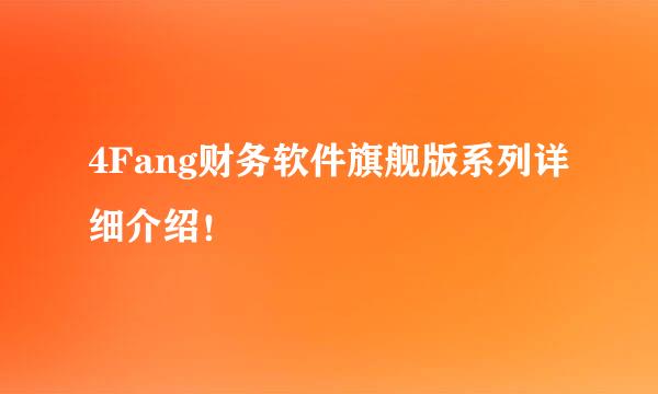 4Fang财务软件旗舰版系列详细介绍！