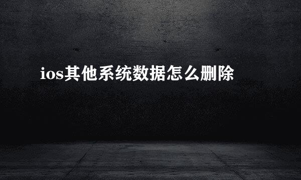 ios其他系统数据怎么删除
