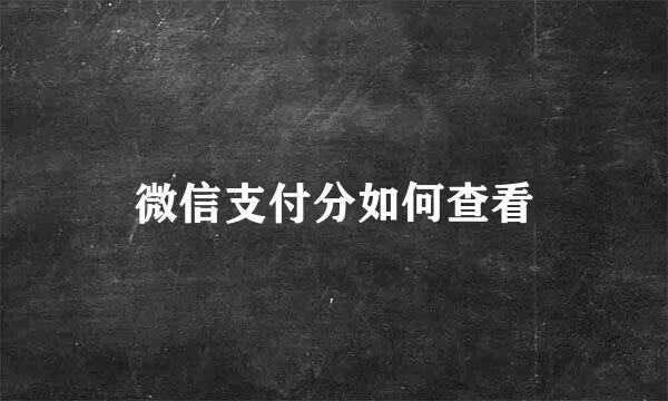 微信支付分如何查看