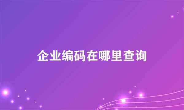 企业编码在哪里查询