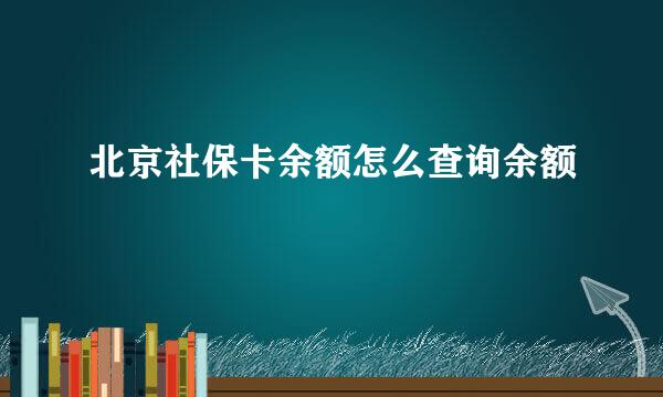 北京社保卡余额怎么查询余额