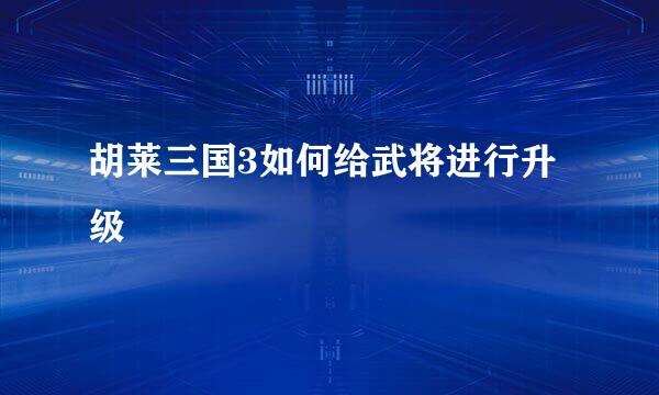 胡莱三国3如何给武将进行升级