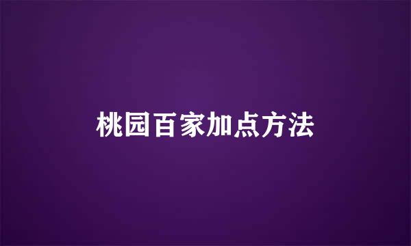 桃园百家加点方法