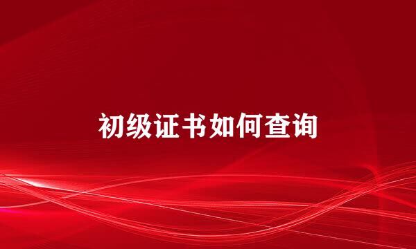初级证书如何查询