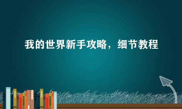 我的世界新手攻略，细节教程