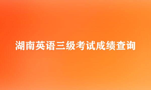 湖南英语三级考试成绩查询