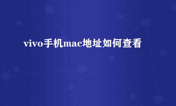 vivo手机mac地址如何查看