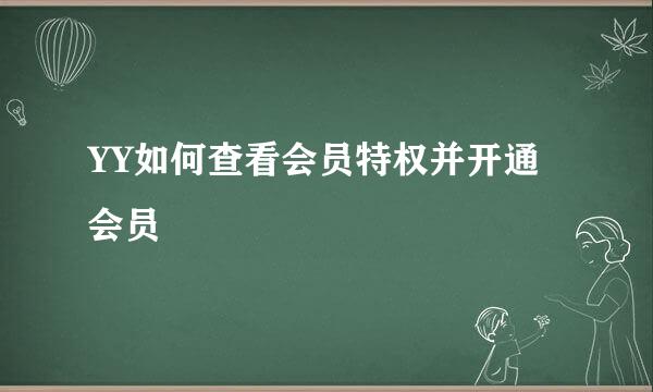 YY如何查看会员特权并开通会员