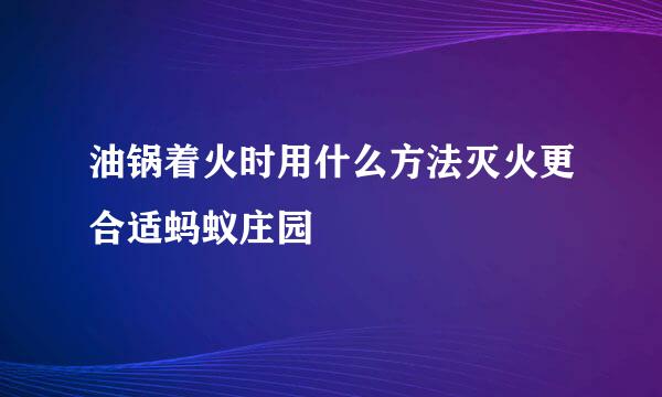 油锅着火时用什么方法灭火更合适蚂蚁庄园