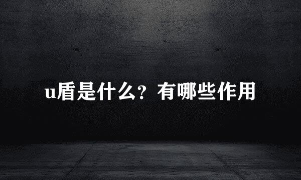 u盾是什么?有哪些作用