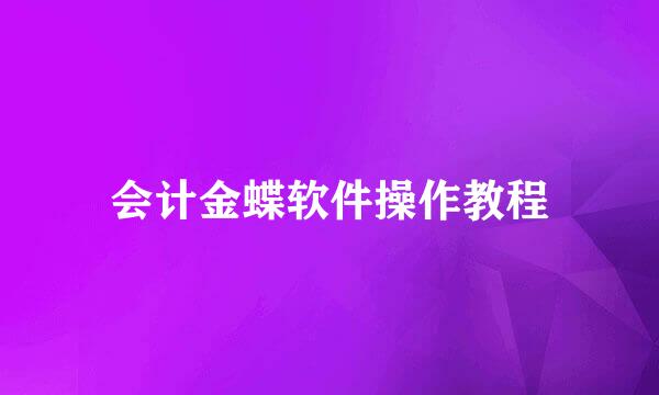 会计金蝶软件操作教程