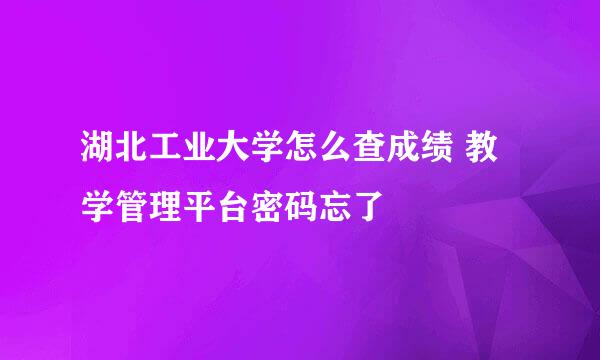 湖北工业大学怎么查成绩 教学管理平台密码忘了