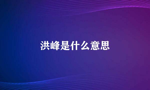 洪峰是什么意思