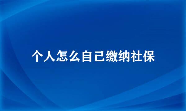 个人怎么自己缴纳社保
