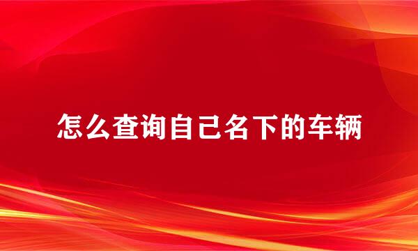 怎么查询自己名下的车辆