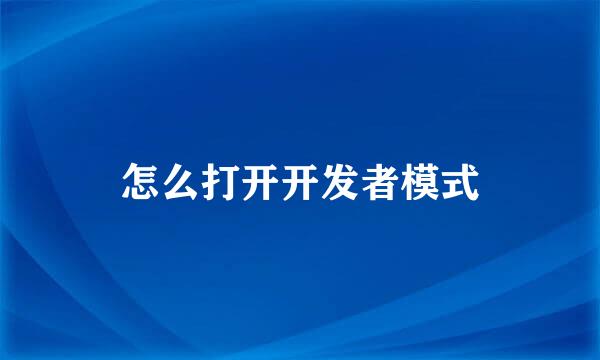怎么打开开发者模式