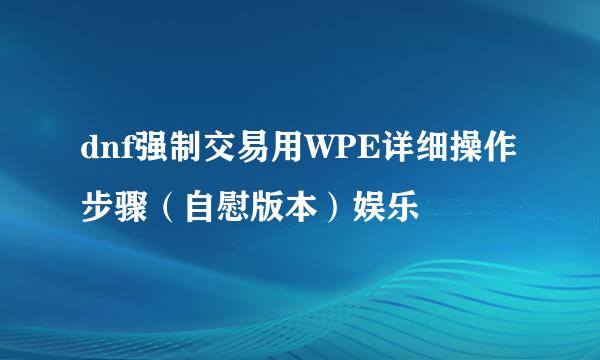 dnf强制交易用WPE详细操作步骤(自慰版本)娱乐