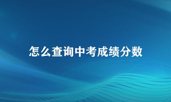 怎么查询中考成绩分数