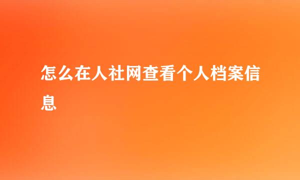 怎么在人社网查看个人档案信息