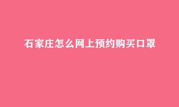 石家庄怎么网上预约购买口罩