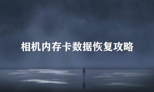 相机内存卡数据恢复攻略