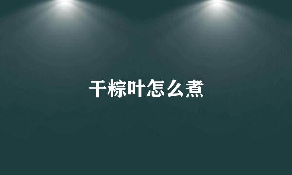 干粽叶怎么煮