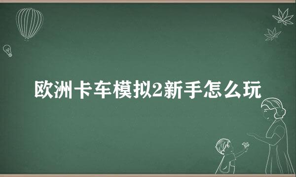 欧洲卡车模拟2新手怎么玩