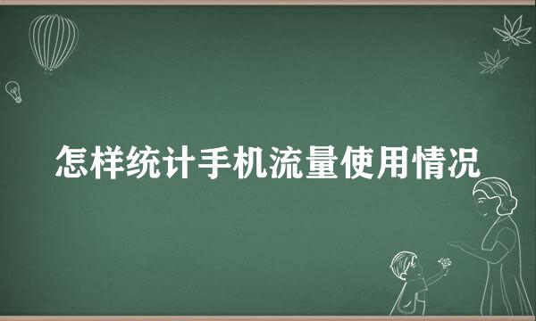 怎样统计手机流量使用情况